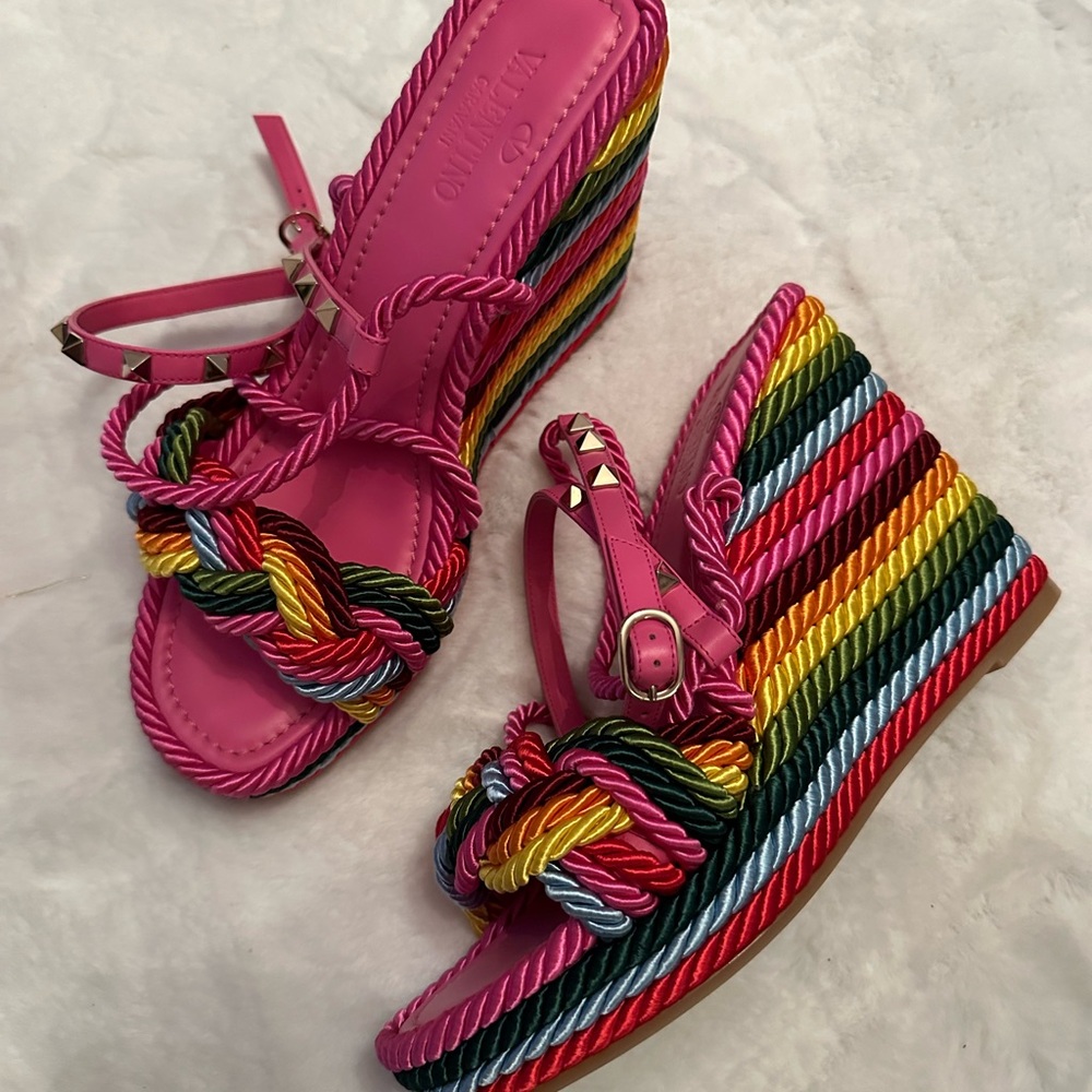 Valentino braided rainbow espadrille size 39 NEW